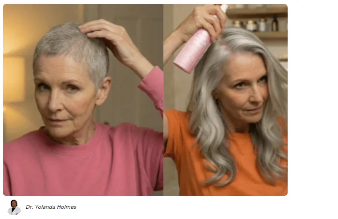 Woman comparing thinning hair before and after