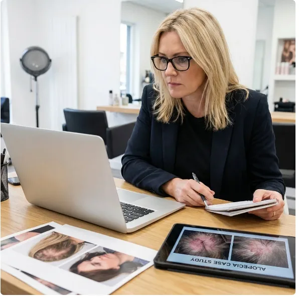 Lisa Renner researching thinning hair